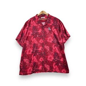 Tommy Bahama x Ole Miss Fuego Floral Red Shirt Button Down Men 3XLT 100% Silk